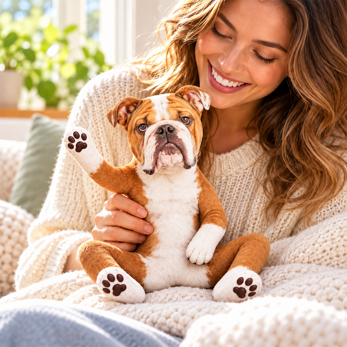 Personalized Bulldog Photo Pet Squishy Toy Poseable Plush Doll, Funny Gift For Dog Mom, Dad, Pet Lover T1807 T24 TL06