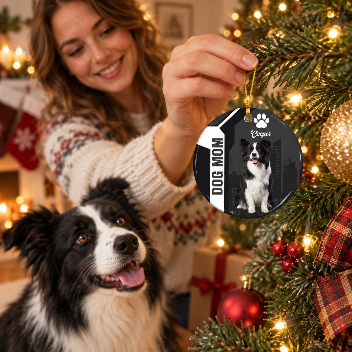 Personalized Dog Mom Christmas Ornament, Custom Pet Photo Ornament, Dog Lover Christmas Gift T1807 T24