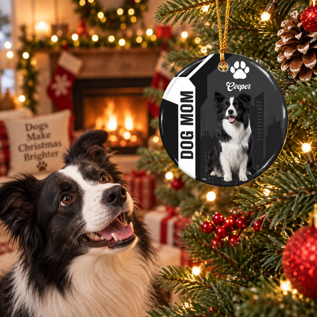 Personalized Dog Mom Christmas Ornament, Custom Pet Photo Ornament, Dog Lover Christmas Gift T1807 T24