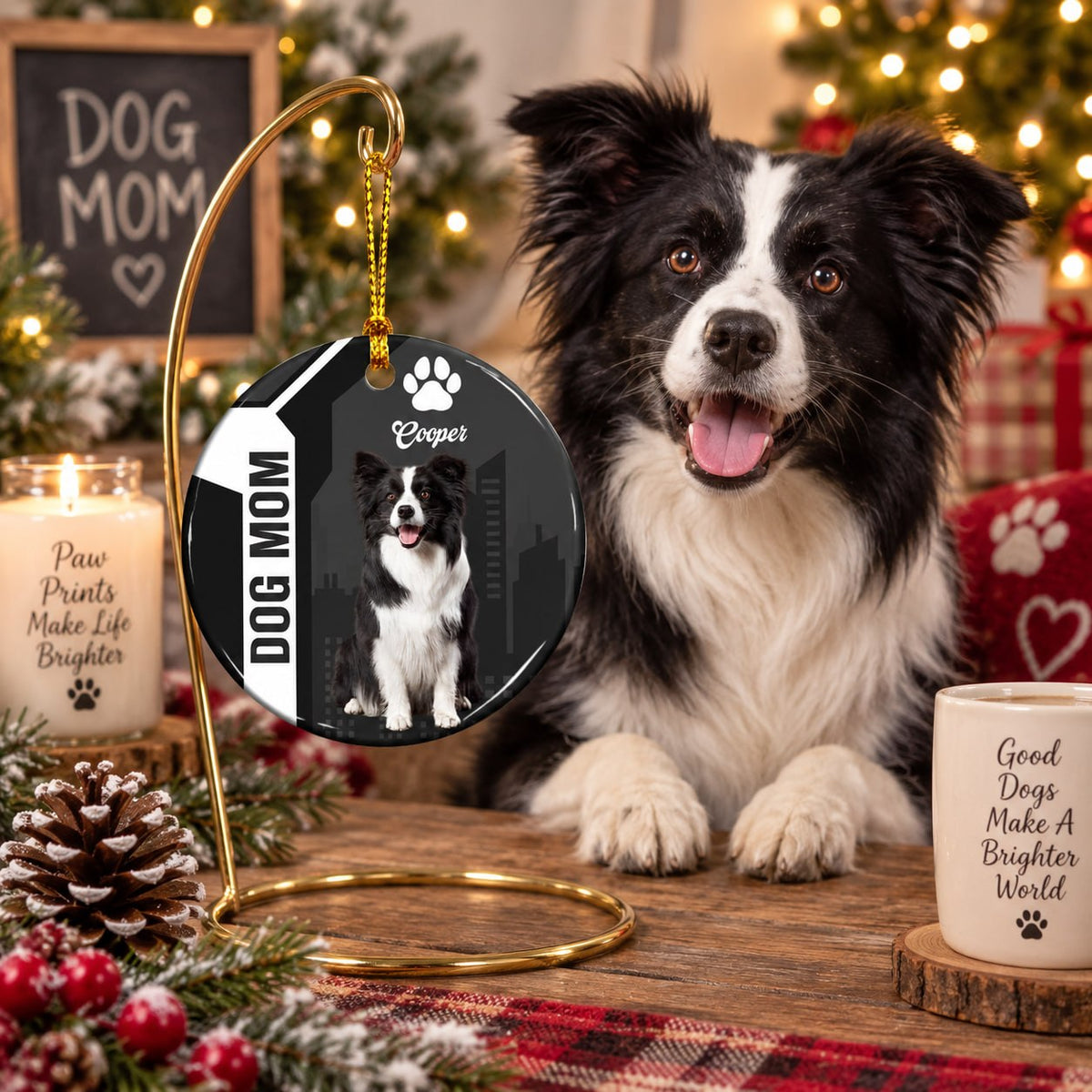 Personalized Dog Mom Christmas Ornament, Custom Pet Photo Ornament, Dog Lover Christmas Gift T1807 T24