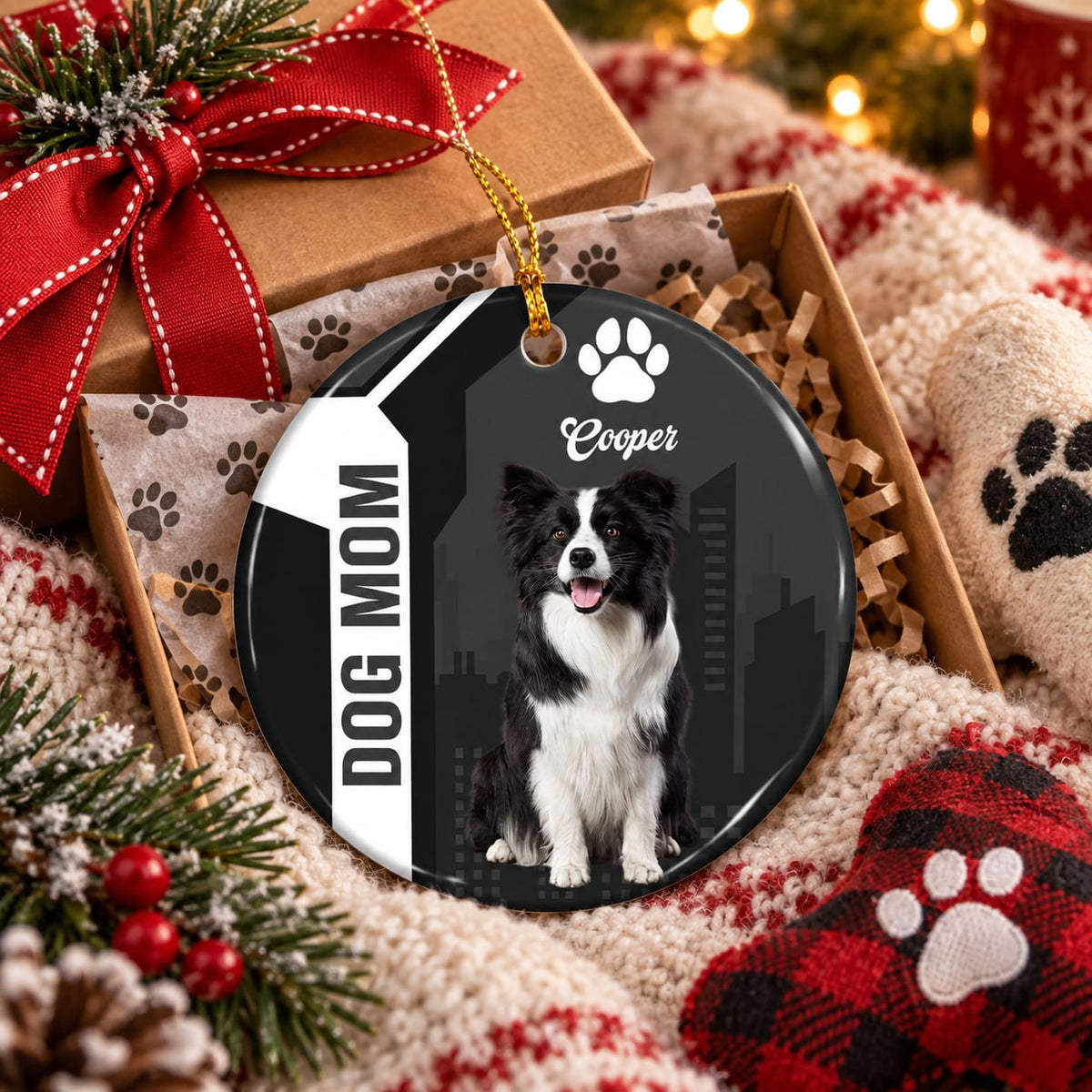 Personalized Dog Mom Christmas Ornament, Custom Pet Photo Ornament, Dog Lover Christmas Gift T1807 T24