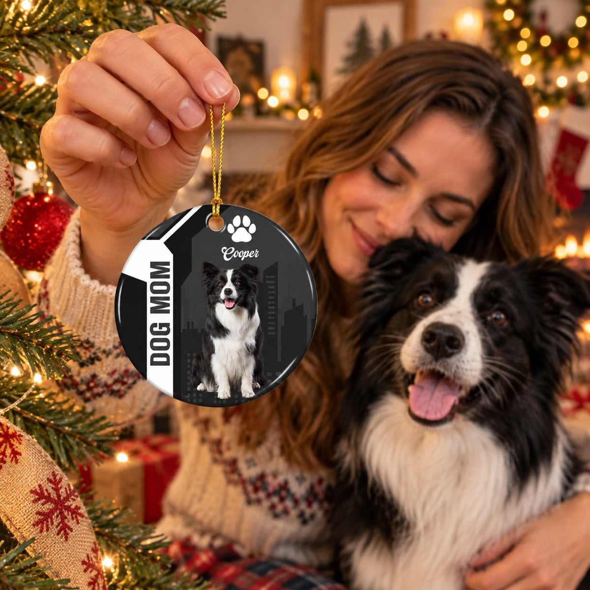 Personalized Dog Mom Christmas Ornament, Custom Pet Photo Ornament, Dog Lover Christmas Gift T1807 T24