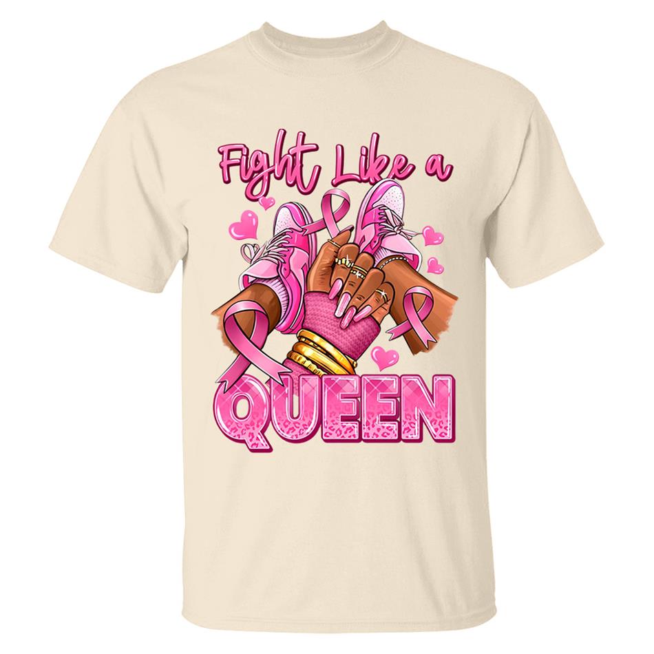 Fight Like A Queen Survivor Queen Breast Cancer Afro Girl Sneakers Shirt H2511 Trna