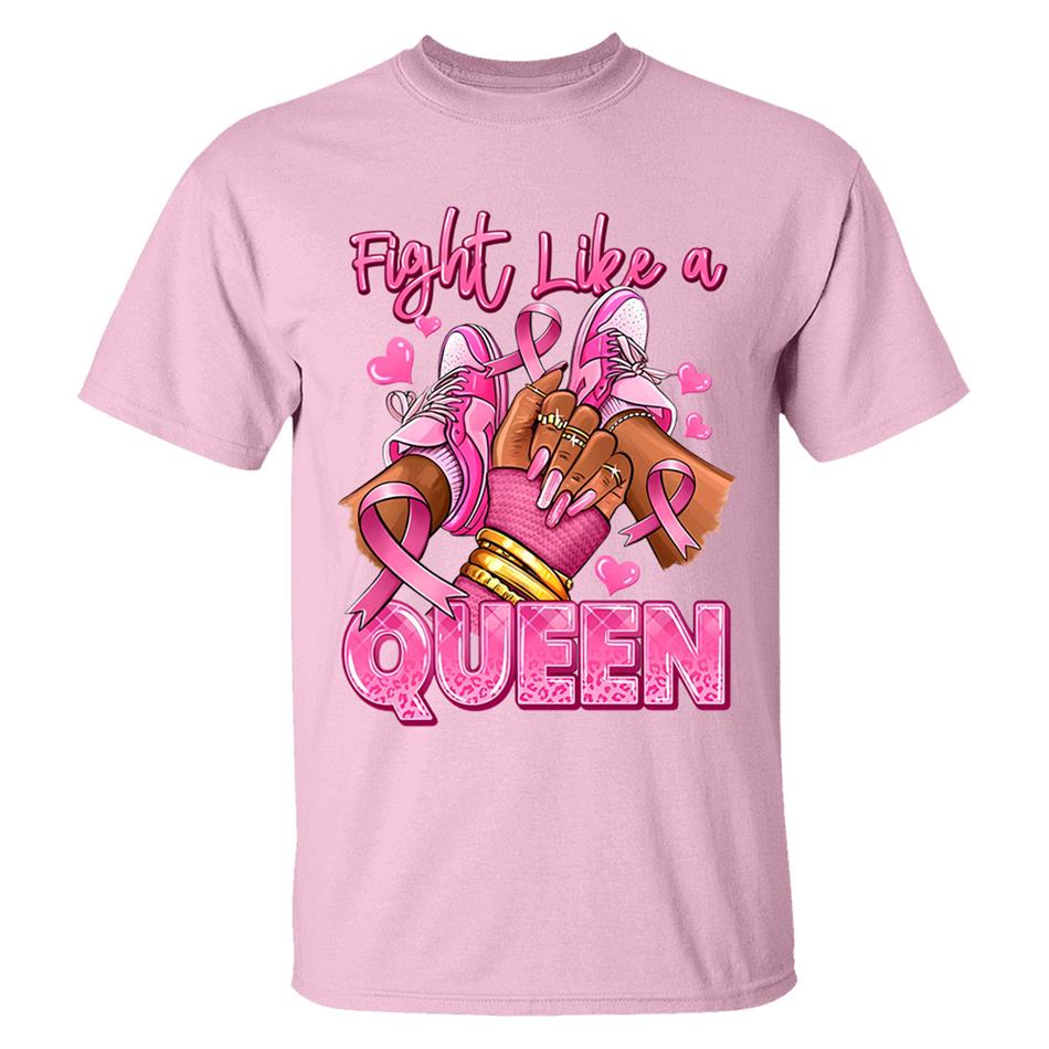 Fight Like A Queen Survivor Queen Breast Cancer Afro Girl Sneakers Shirt H2511 Trna