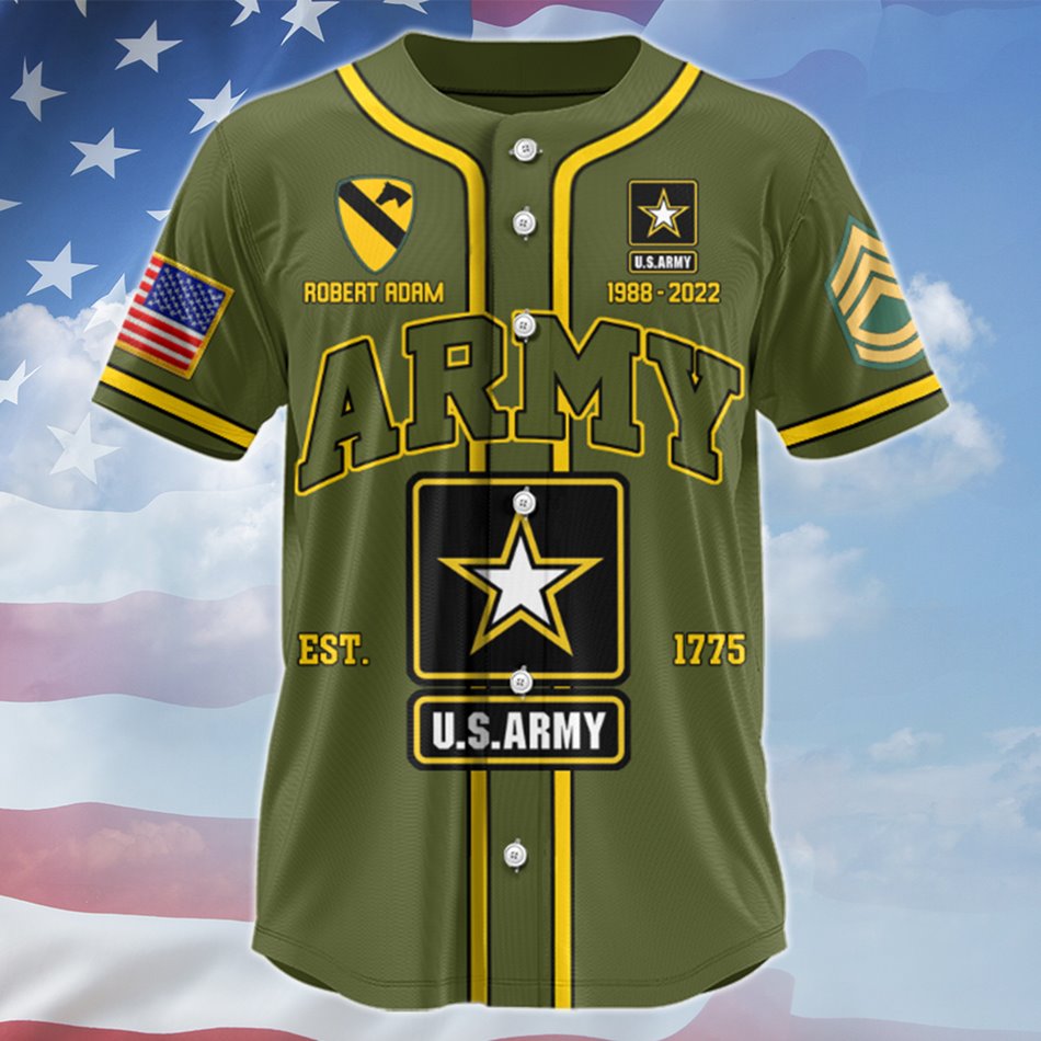 Premium US Military Baseball Jersey Custom All Branches Rank Division Name For Military Retirement Veteran Dad Grandpa H2511 Trna