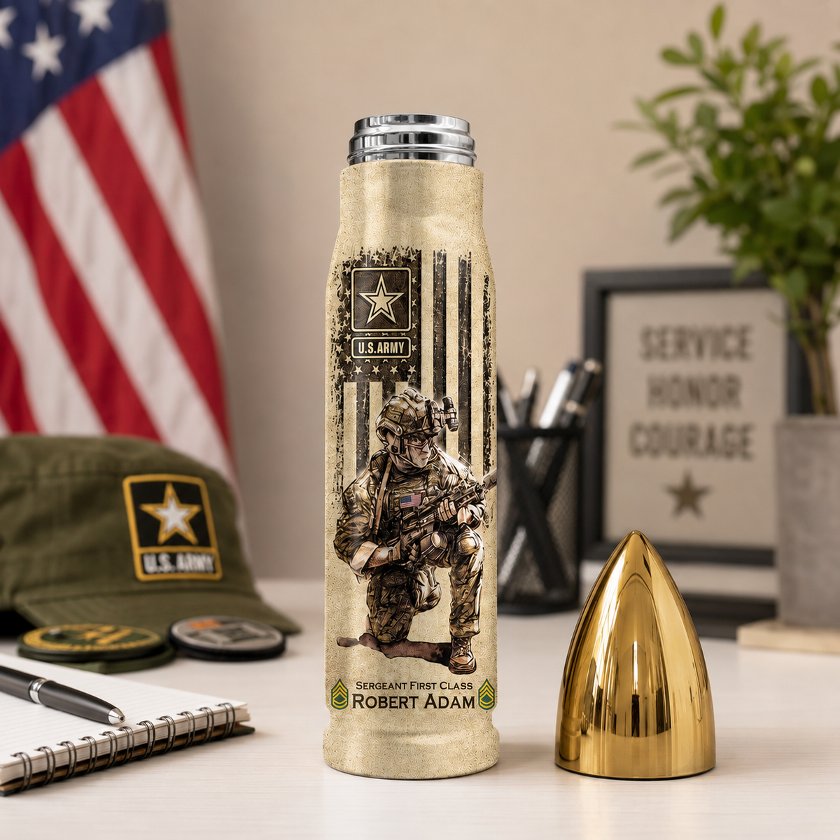 US Military World Tour Custom Bullet Tumbler Gift For Veteran H2511