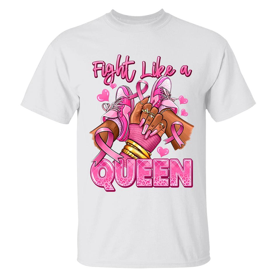 Fight Like A Queen Survivor Queen Breast Cancer Afro Girl Sneakers Shirt H2511 Trna