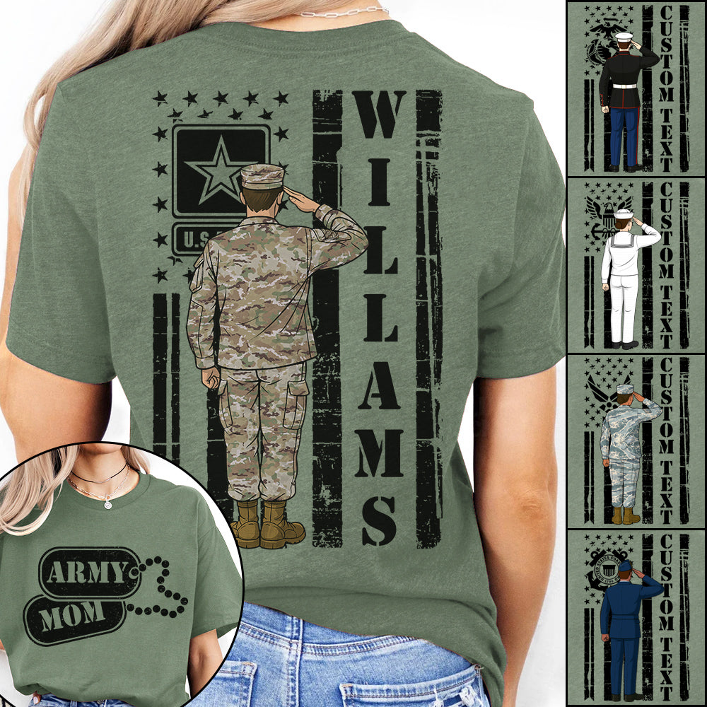 Proud Army Mom Military Family Shirt Personalize with any Military Branch and for Any Member H2511 Trna