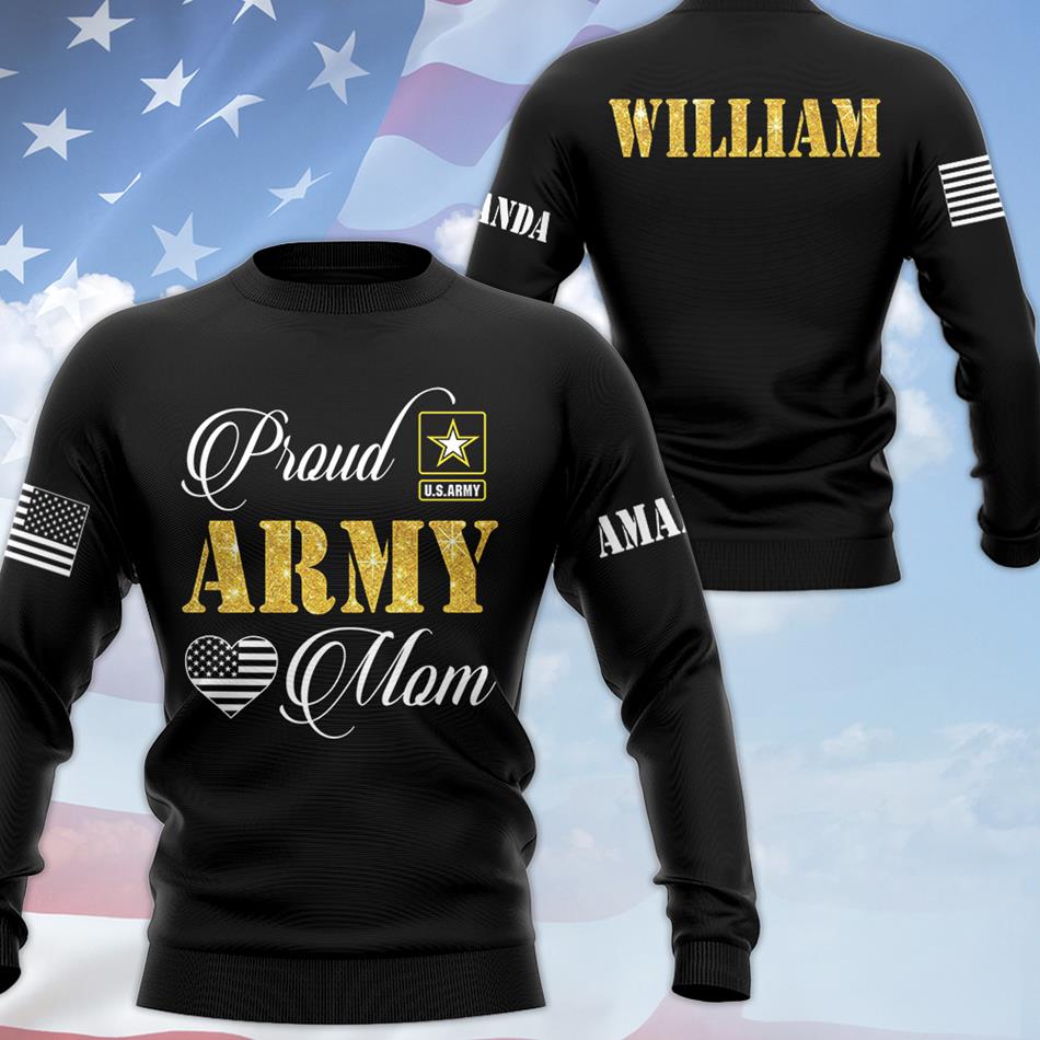 Proud Army Mom Vr2 Personalized All Over Print Shirt For Military Mom Dad Wife Family Member H2511