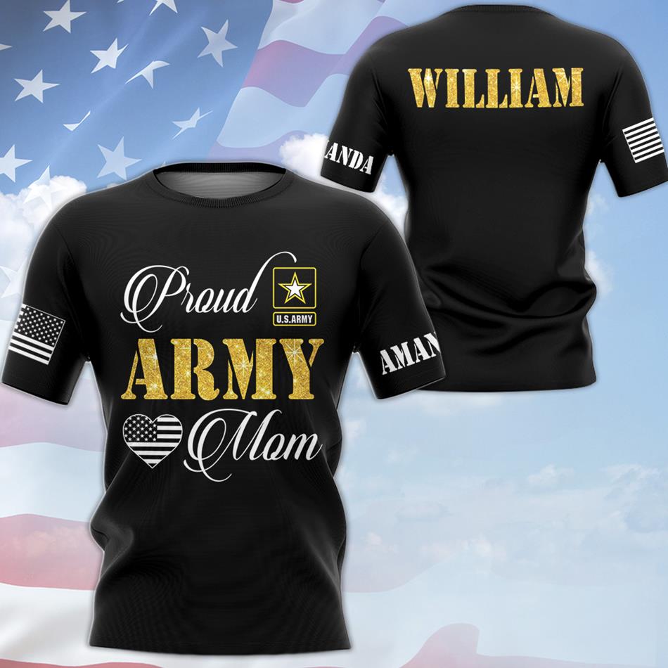 Proud Army Mom Vr2 Personalized All Over Print Shirt For Military Mom Dad Wife Family Member H2511