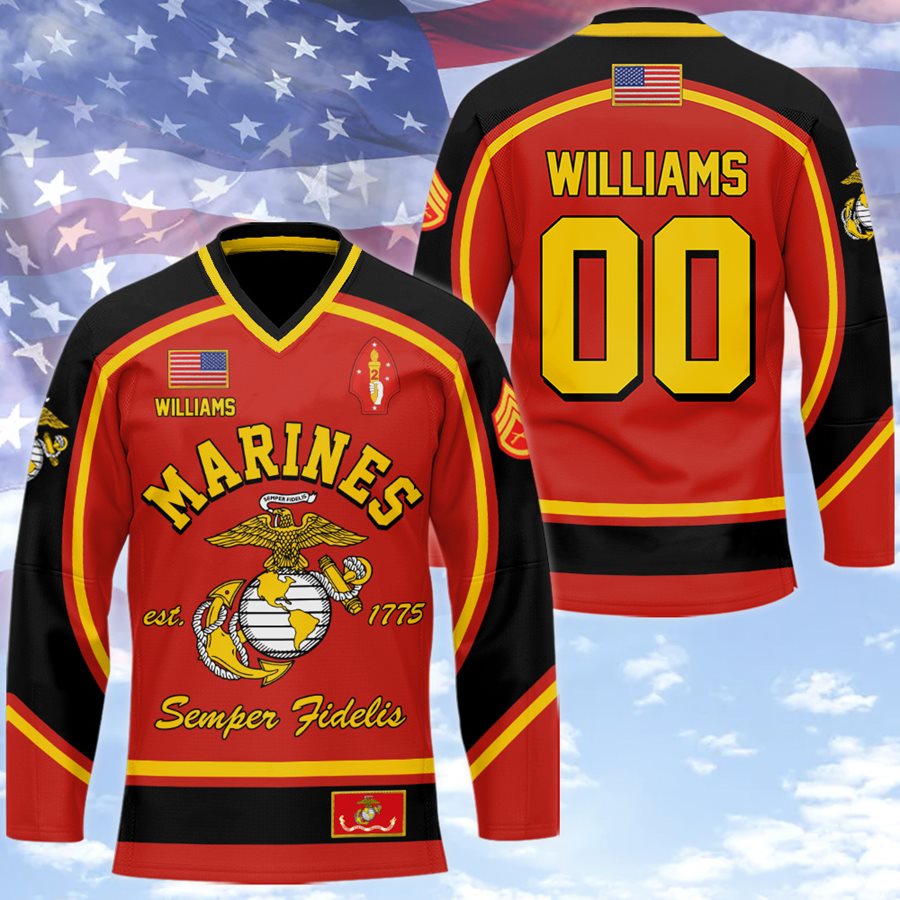 Custom Military Veteran Hockey Jersey Gift For Military Retirement Veteran Dad Grandpa H2511 Trna