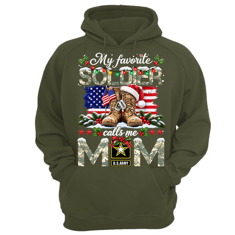 Personalized Shirt My Favorite Soldier Calls Me Mom Custom Shirt For Proud Army Mom Dad Grandma Family Christmas Shirt H2511 Trna KL07