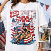 Red White Woof, Custom Photo Pet Shirt, America 250th Anniversary Gifts For Dog Cat Lovers, Dog Dad And Mom, Cat Owners T1807 Hv01