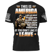 US Veteran This Is America We Eat Meat Drink Beer Own Guns Personalized Shirt For Veteran Veterans Day Gift H2511