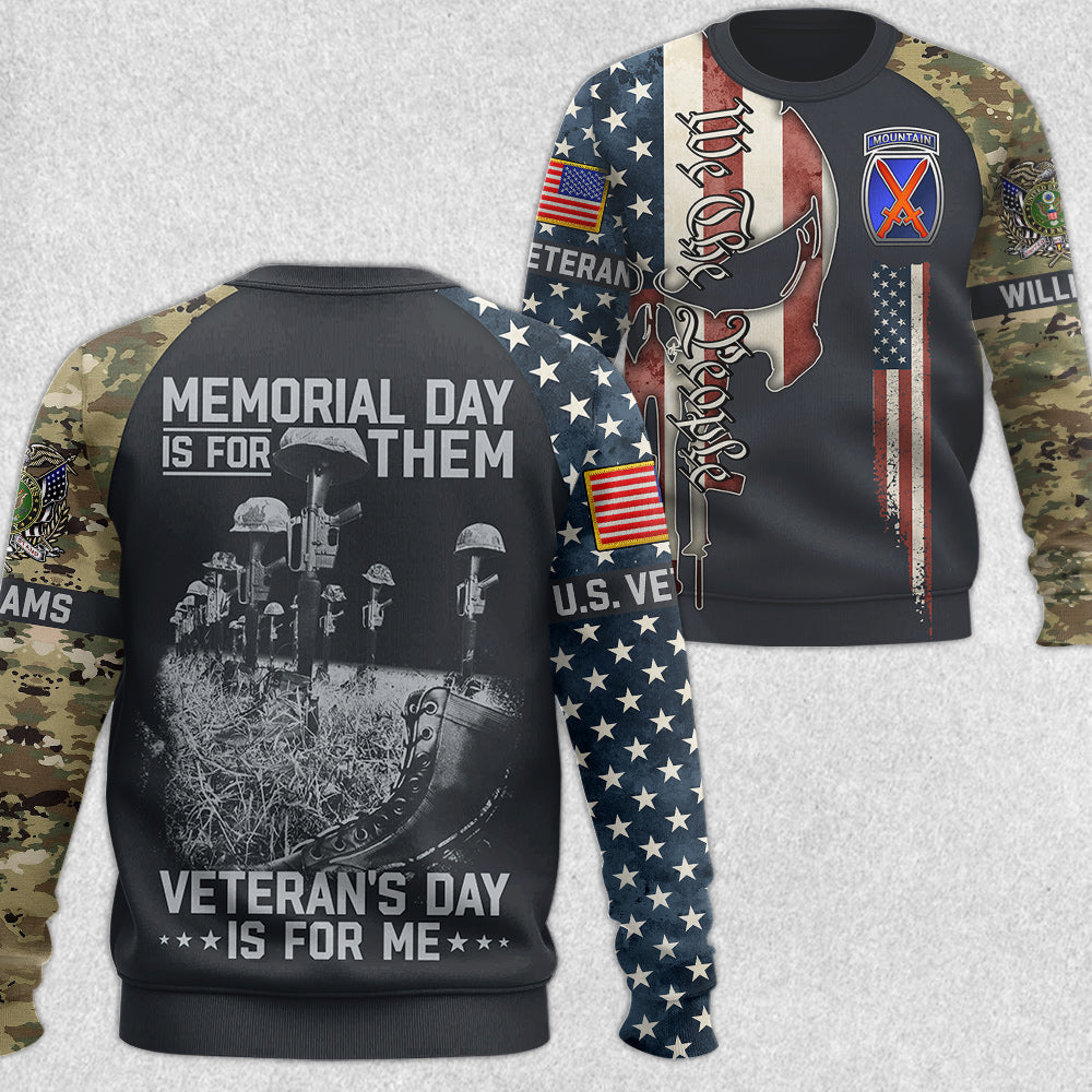 Memorial Day Is For Them Veterans Day Is For Me Skull Veteran Day All Over Print Shirt Gift For Veteran H2511