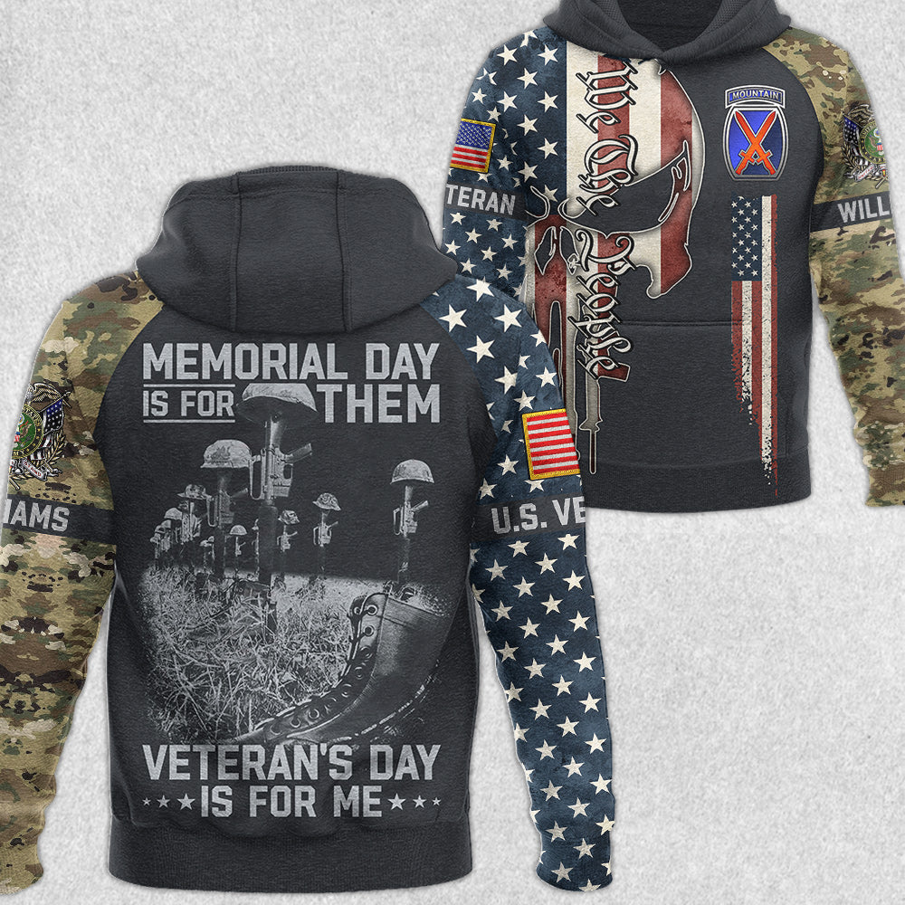 Memorial Day Is For Them Veterans Day Is For Me Skull Veteran Day All Over Print Shirt Gift For Veteran H2511