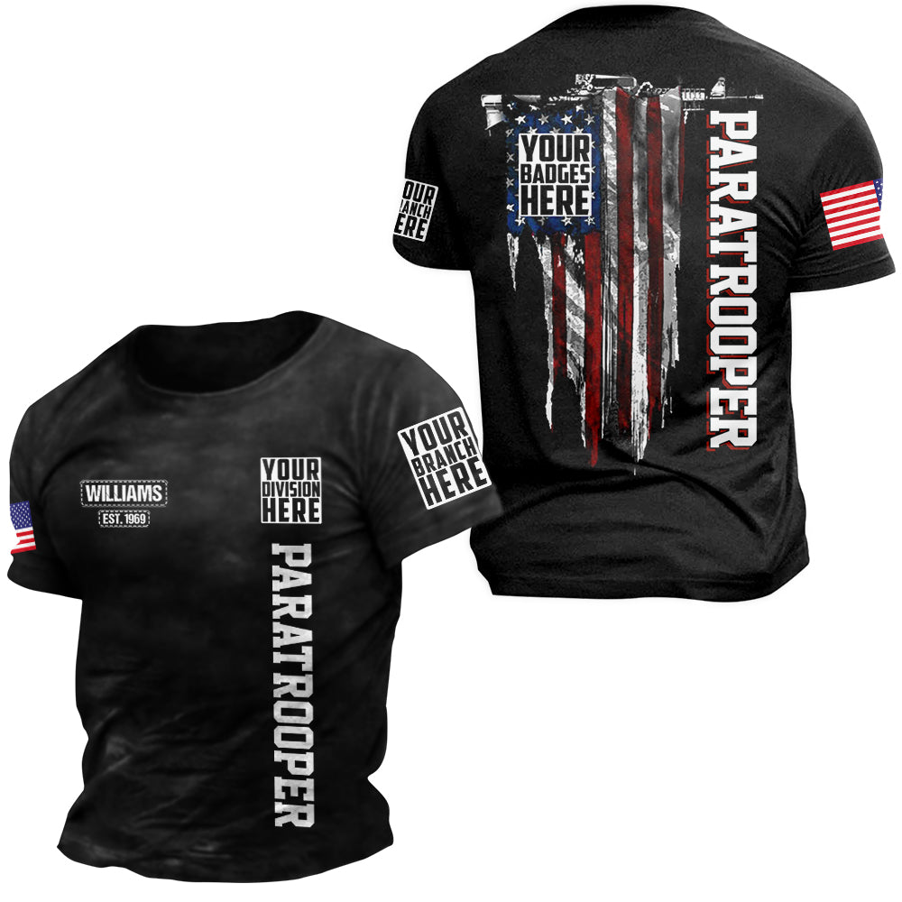 Military Veteran Tshirt Distressed American Flag USA Flag Personalized All Over Print Shirt For Veteran H2511