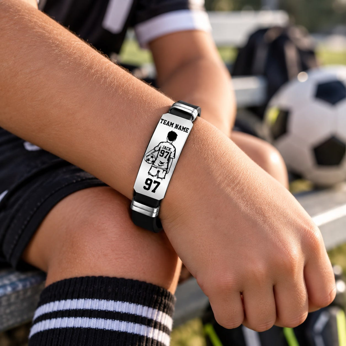 Personalized Soccer Player Bracelet – Custom Team Name, Player Name & Number Gift Na02 T24