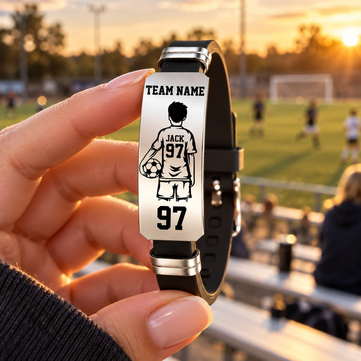 Personalized Soccer Player Bracelet – Custom Team Name, Player Name & Number Gift Na02 T24