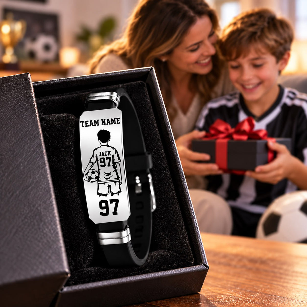 Personalized Soccer Player Bracelet – Custom Team Name, Player Name & Number Gift Na02 T24