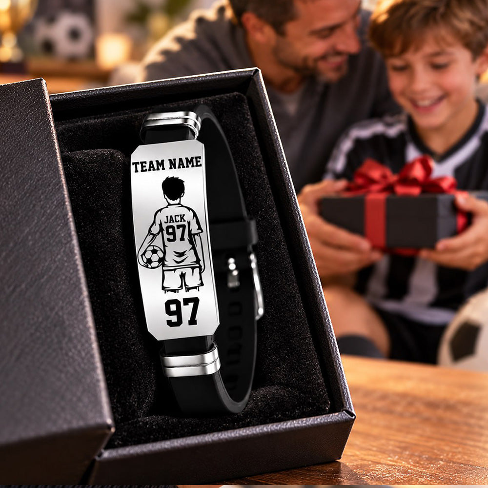 Personalized Soccer Player Bracelet – Custom Team Name, Player Name & Number Gift Na02 T24