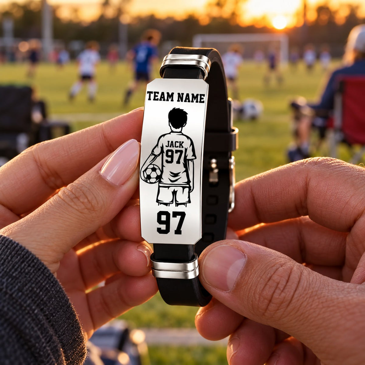 Personalized Soccer Player Bracelet – Custom Team Name, Player Name & Number Gift Na02 T24