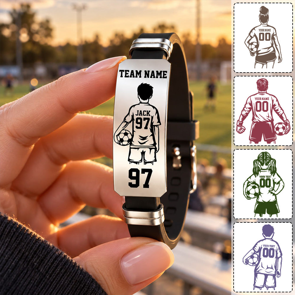 Personalized Soccer Player Bracelet – Custom Team Name, Player Name & Number Gift Na02 T24