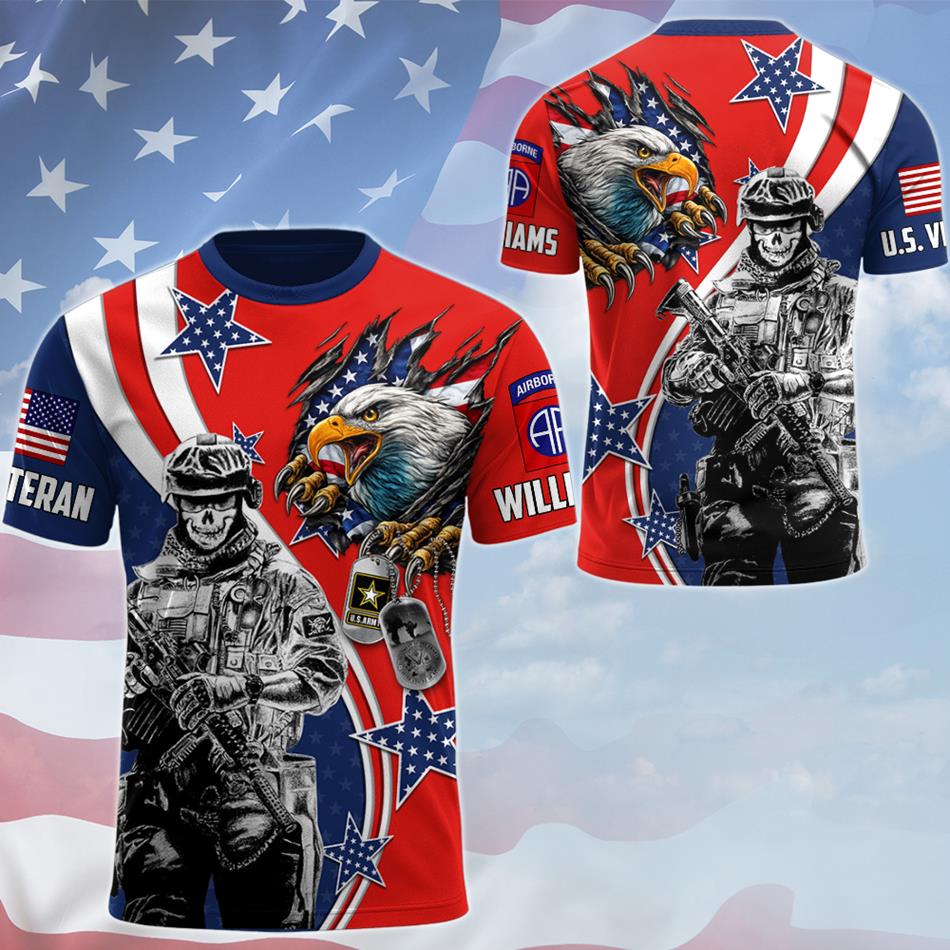Bald Eagle Ripped Flag All Over Print Shirt 4th July Polo Custom Division Rank For Proud Patriot Soldier Veteran Shirt H2511 Trna