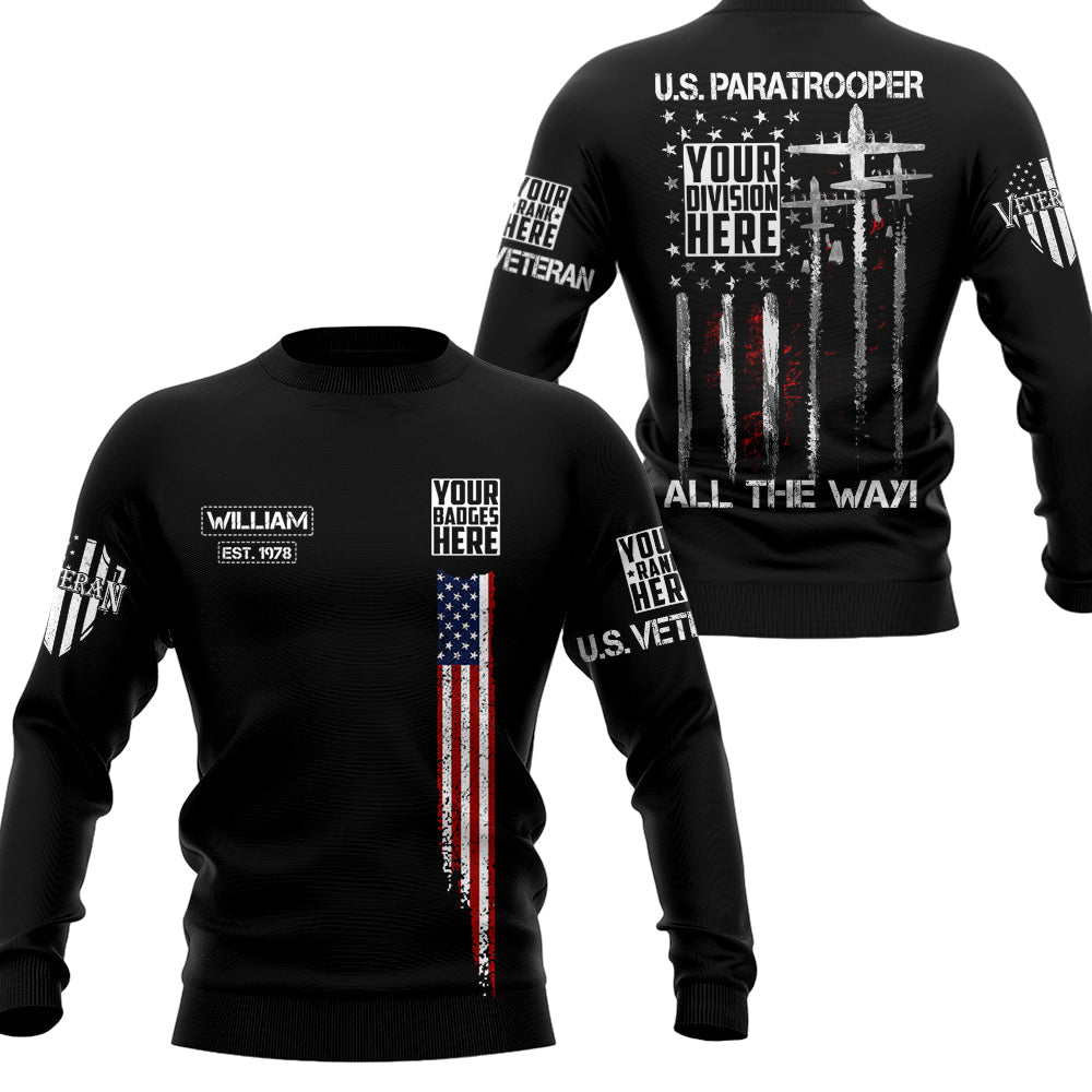 Custom All Branches Division Name Motto American Flag Personalized All Over Print Shirt For Veteran H2511