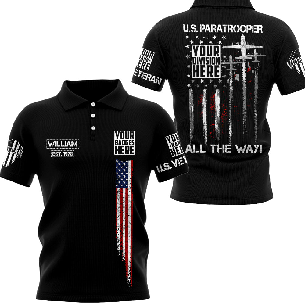 Custom All Branches Division Name Motto American Flag Personalized All Over Print Shirt For Veteran H2511