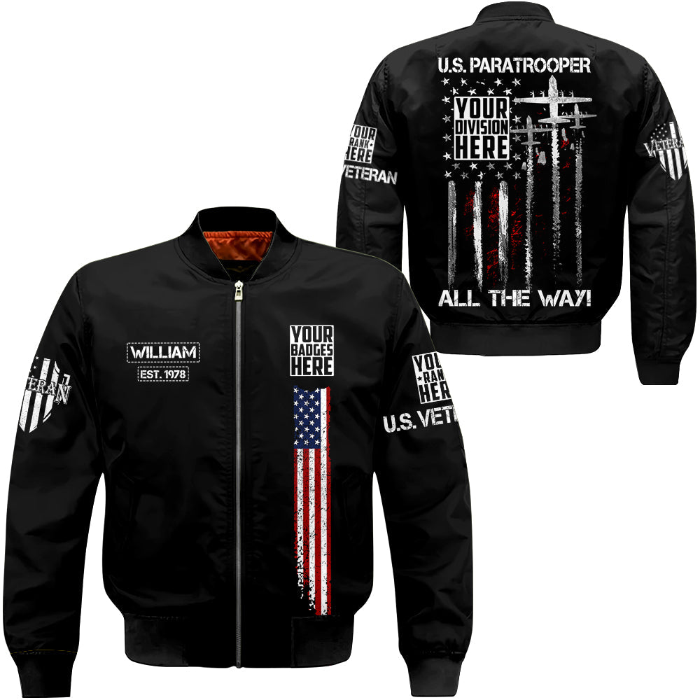 Custom All Branches Division Name Motto American Flag Personalized All Over Print Shirt For Veteran H2511