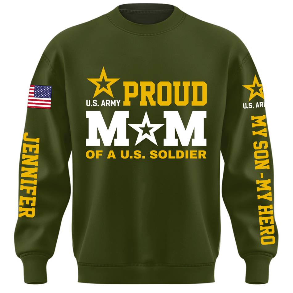 Proud Mom Of A US Soldier My Son My  Hero Custom Shirt For Proud Military Mom Dad Grandma Grandpa Shirt, Family Day Shirt, Mother's Day Father's Day Gift H2511 Trna