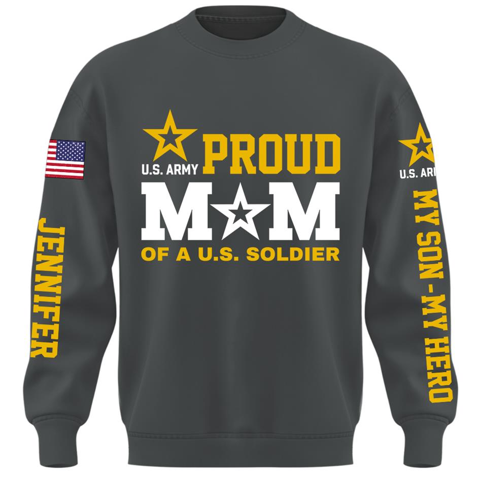Proud Mom Of A US Soldier My Son My  Hero Custom Shirt For Proud Military Mom Dad Grandma Grandpa Shirt, Family Day Shirt, Mother's Day Father's Day Gift H2511 Trna