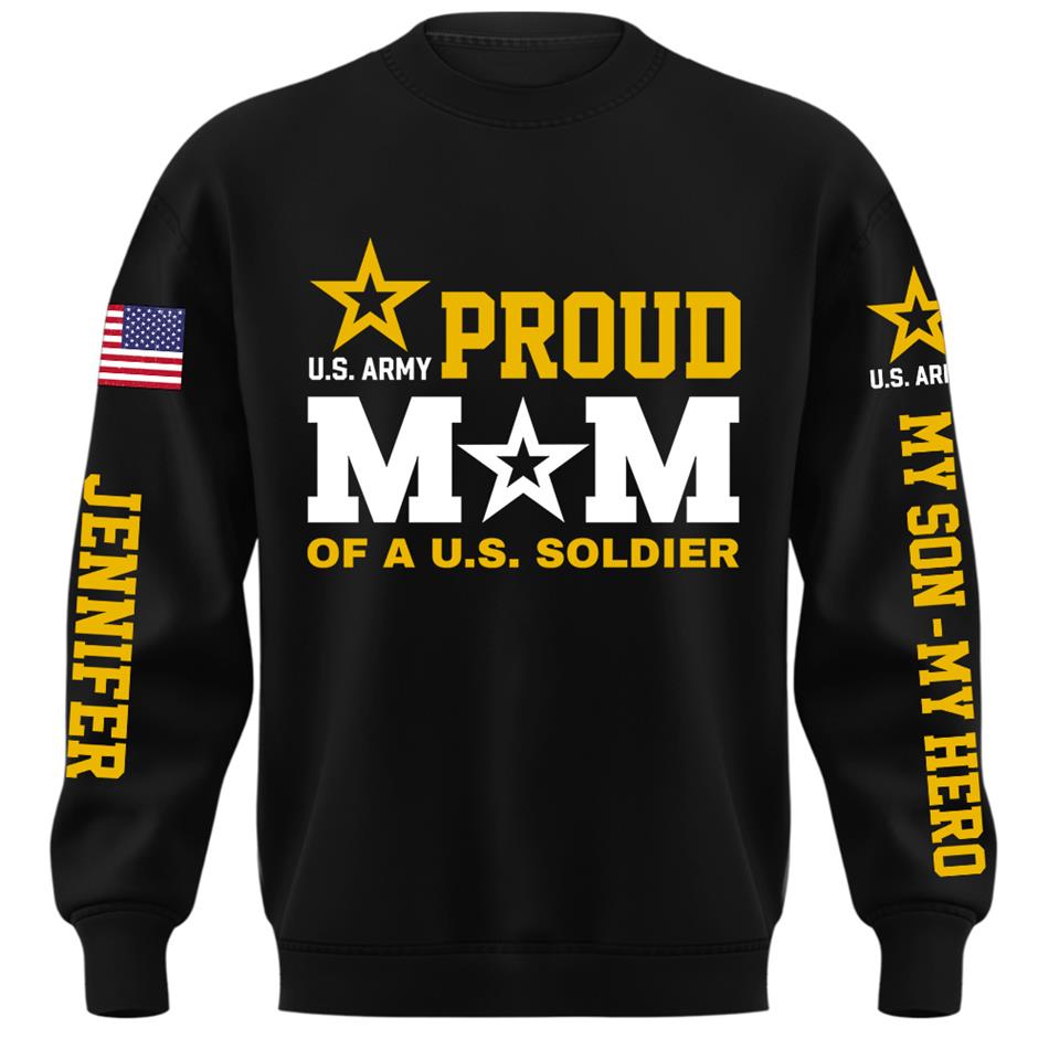 Proud Mom Of A US Soldier My Son My  Hero Custom Shirt For Proud Military Mom Dad Grandma Grandpa Shirt, Family Day Shirt, Mother's Day Father's Day Gift H2511 Trna