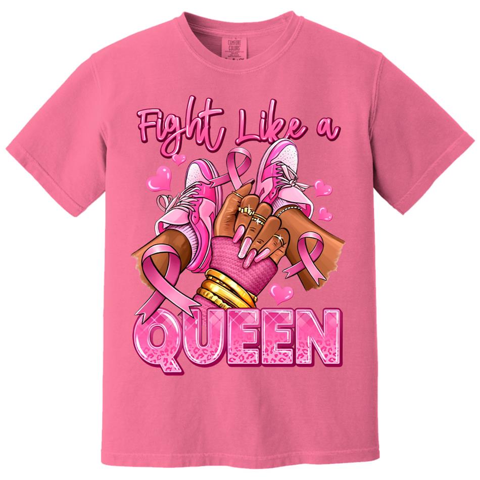 Fight Like A Queen Survivor Queen Breast Cancer Afro Girl Sneakers Shirt H2511 Trna