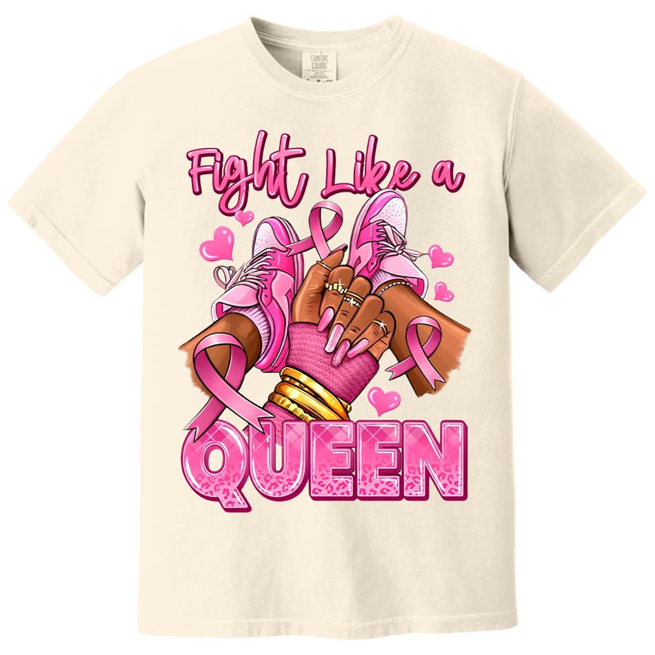Fight Like A Queen Survivor Queen Breast Cancer Afro Girl Sneakers Shirt H2511 Trna