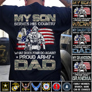 My Son Serves His Country What Does Your Do Again Proud Army Mom Dad Sister Grandma Custom Shirt For Military Family H2511