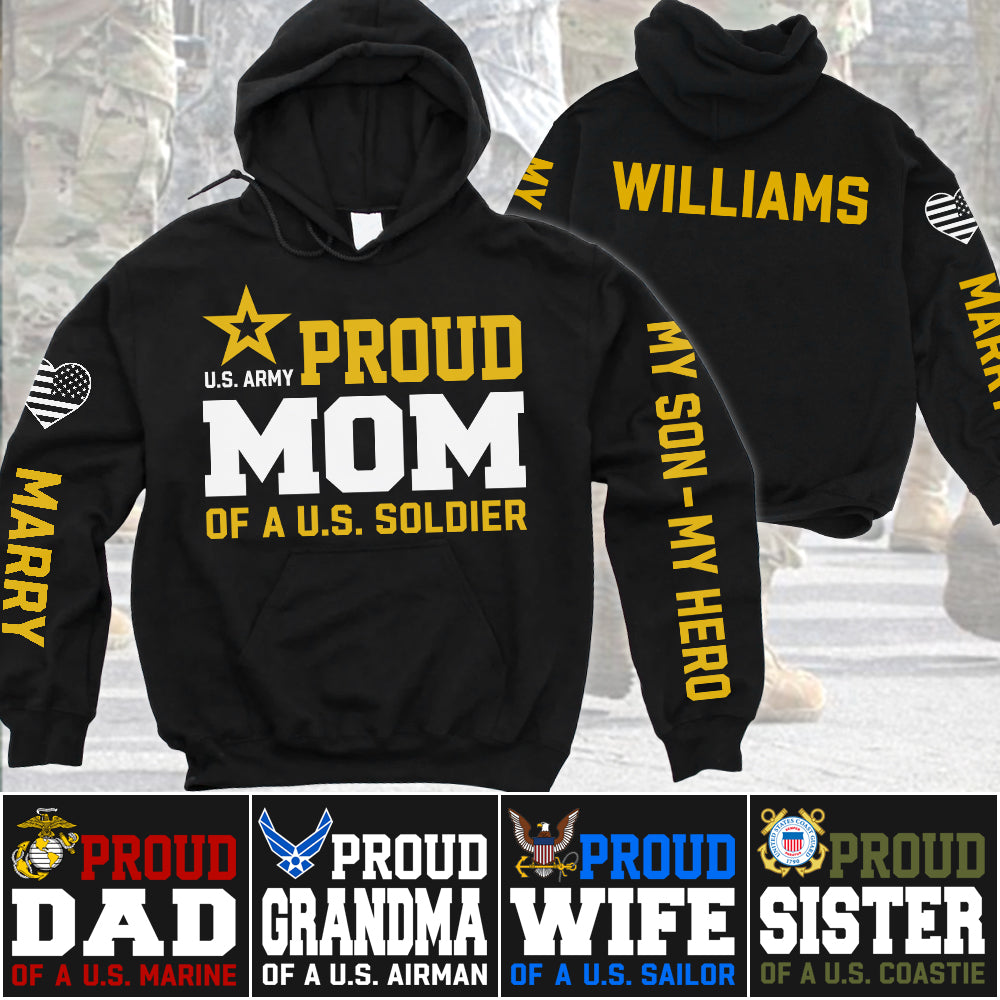 Proud Mom Of A US Soldier Custom All Over Print Shirt Hoodie Gift For US Military Mom Dad Graduation Day Proud Shirt H2511 Trna