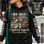 My Son Wear Combat Boots Proud Army Mom Custom All Over Print Shirt Hoodie Personalized Gradutation Date For US Military Family Members H2511