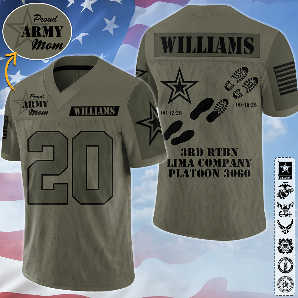 Proud Army Mom Dad Personalized Jersey Football For Military Family Shirt Gift Graduation Jersey H2511