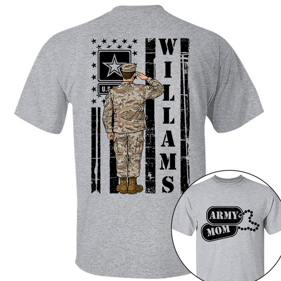 Proud Army Mom Military Family Shirt Personalize with any Military Branch and for Any Member H2511 Trna