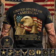 United States Of America 250th Anniversary Custom Honor the Nation 250 Years Freedom Shirt For US Veteran H2511