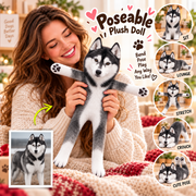 Personalized Husky Photo Pet Squishy Toy Poseable Plush Doll, Funny Gift For Dog Mom, Dad, Pet Lover T1807 T24 TL06