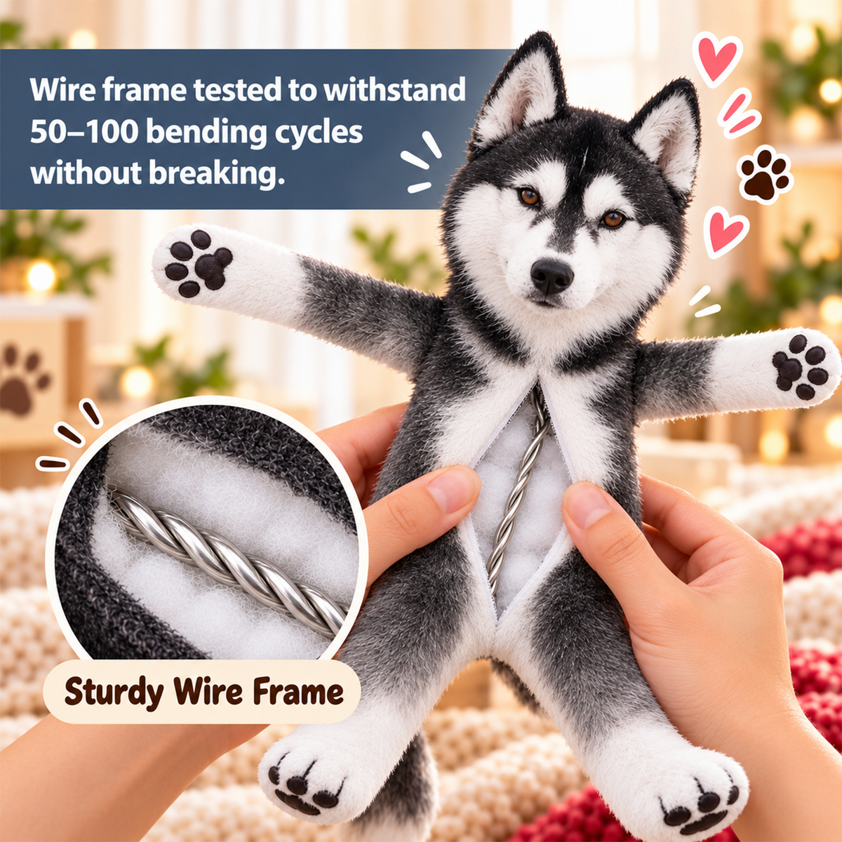Personalized Husky Photo Pet Squishy Toy Poseable Plush Doll, Funny Gift For Dog Mom, Dad, Pet Lover T1807 T24 TL06