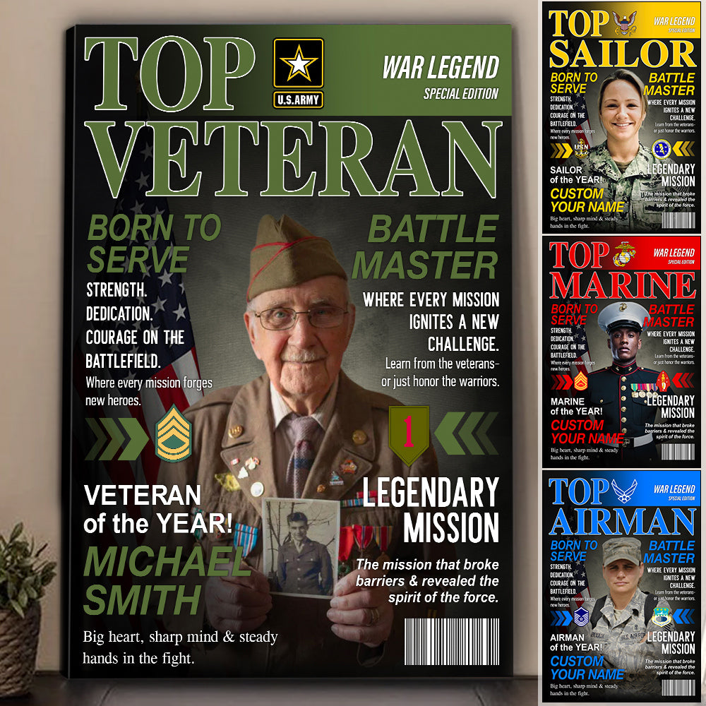 Top Veteran Magazine Custom Photo Poster Canvas Gift For US Military Soldier Veteran Home Decor Gift H2511 Trna