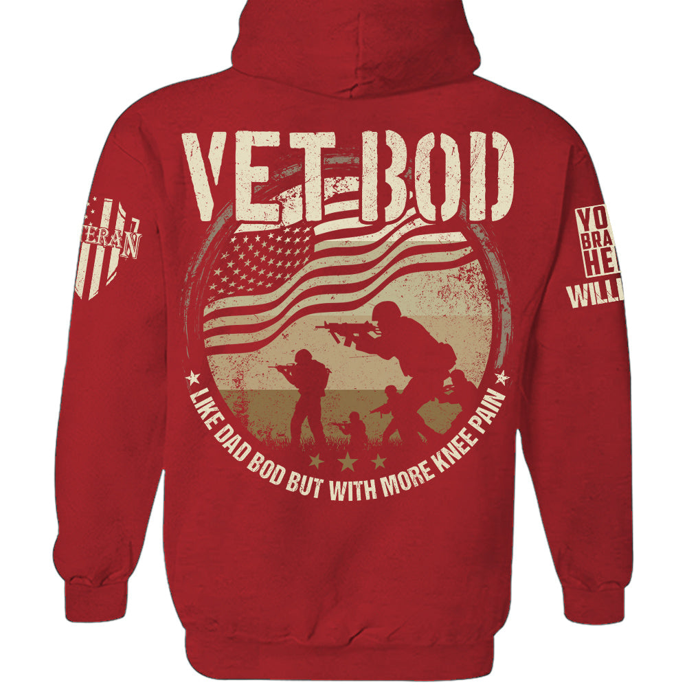 Vet Bod Like Dad Bod But With More Knee Pain Personalized Shirt For Veteran Dad Grandpa H2511