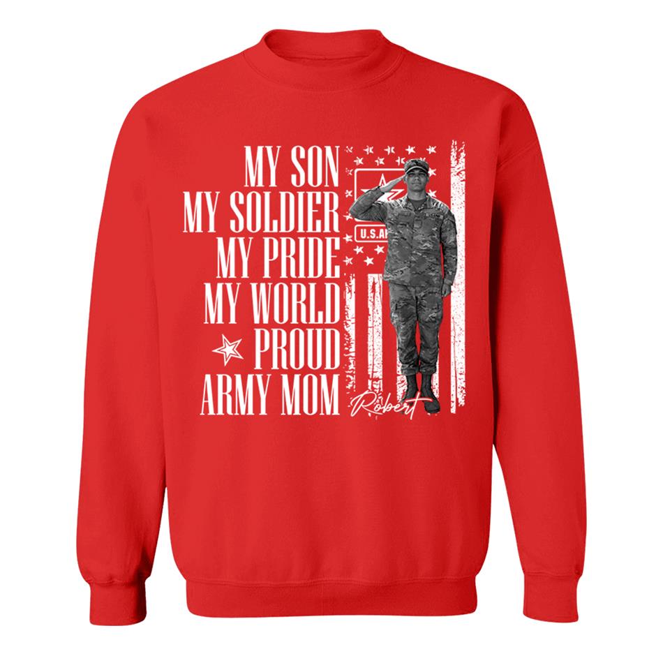 He Is Not Just A Soldier He Is My Son Grunge Flag Retro Vintage Photo - Personalized Shirt Custom Graduate Picture Shirt Military Family Matching Shirt H2511 Trna