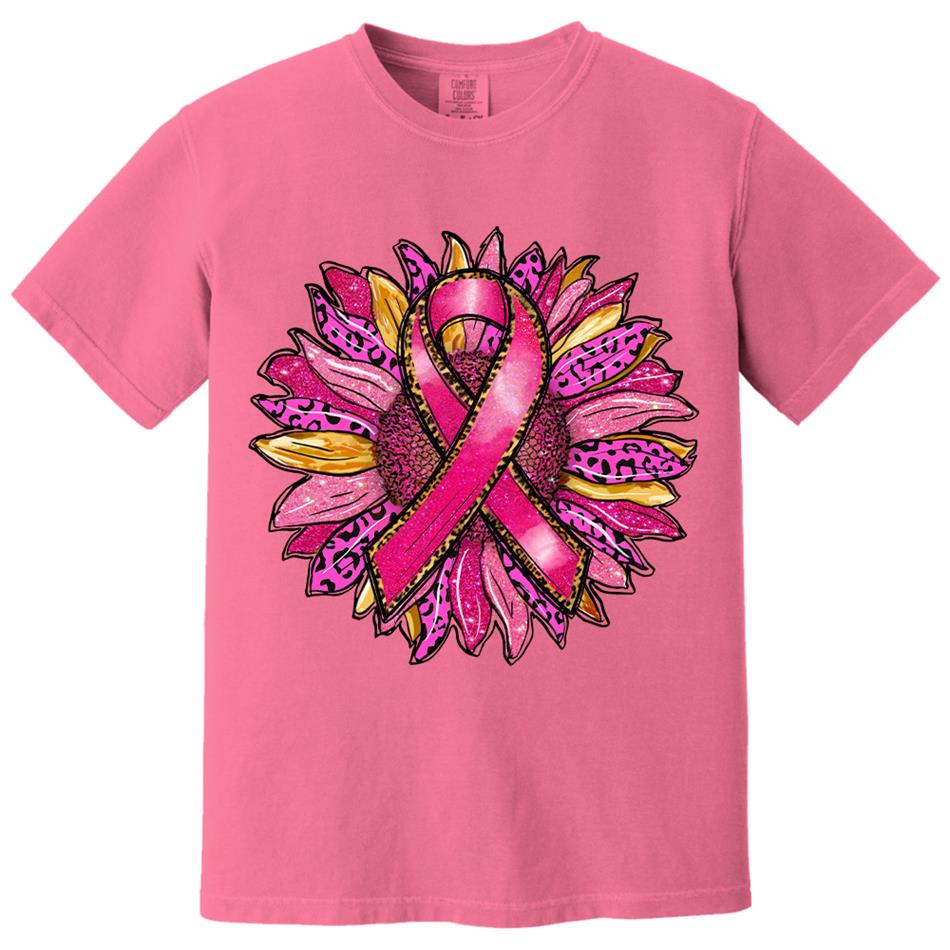 Breast Cancer Awareness Pink Leopard Sunflower Ribbon Shirt H2511 Trna