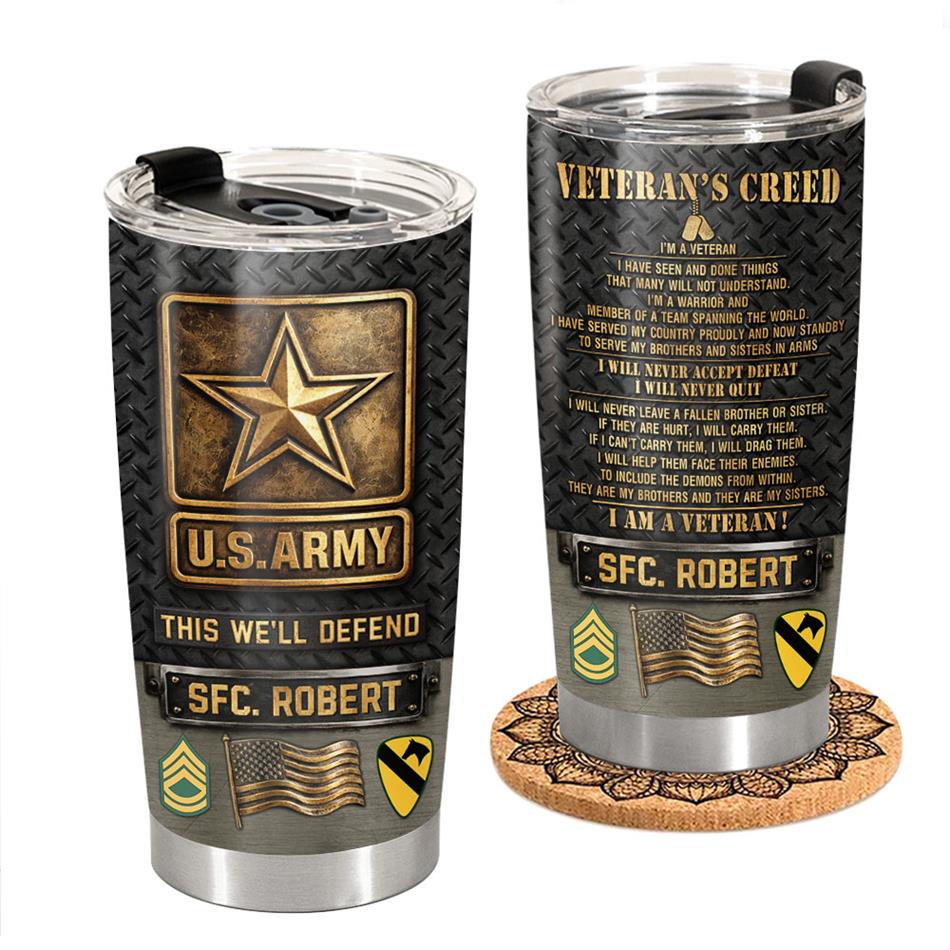 Veterans Creed Personalized Tumbler Military Veteran Gift Veteran Day Tumbler H2511 Trna