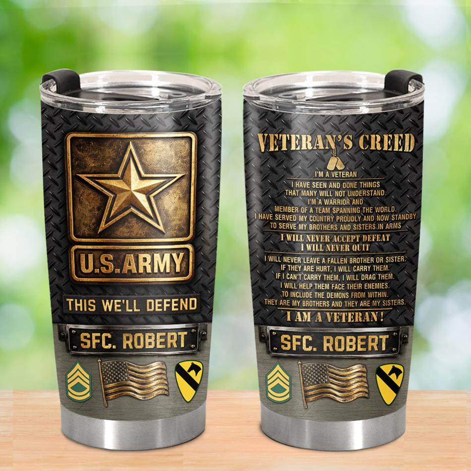 Veterans Creed Personalized Tumbler Military Veteran Gift Veteran Day Tumbler H2511 Trna